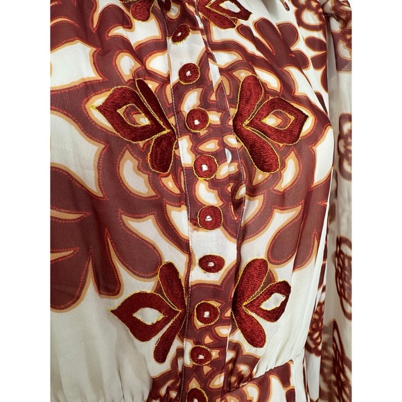 Anthropologie Vineet Bahl Shirt Dress Abstract Balloon Sleeve Moroccan Sz XXS - Picture 4 of 7